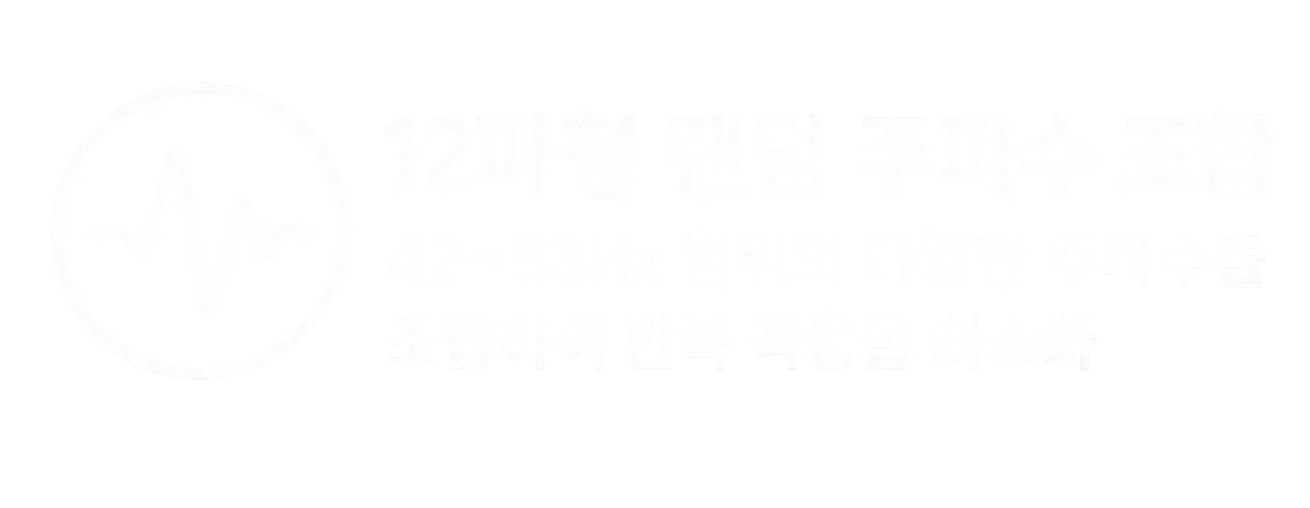 12파형 랜덤 주파수 조합 — 42~53Hz 범위의 다양한 주파수를 조합하여 반복 적응을 최소화